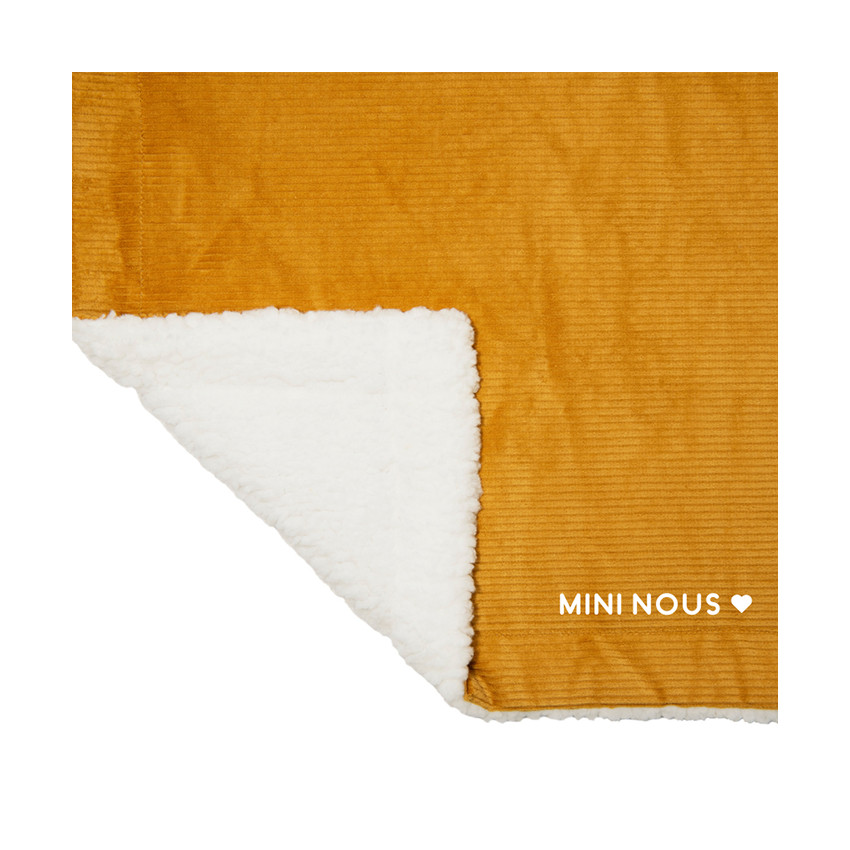 Couverture en velours côtelé 70 x 90 cm "Mini nous" moutarde 