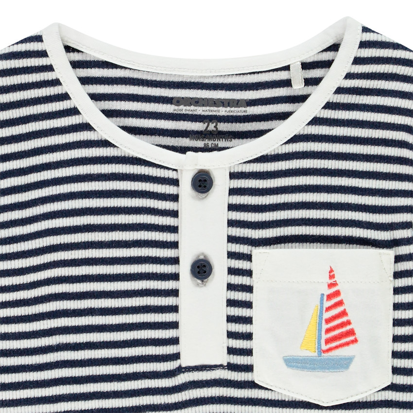 T-shirt manches courtes à col boutonné contrasté pour bébé garçon 
