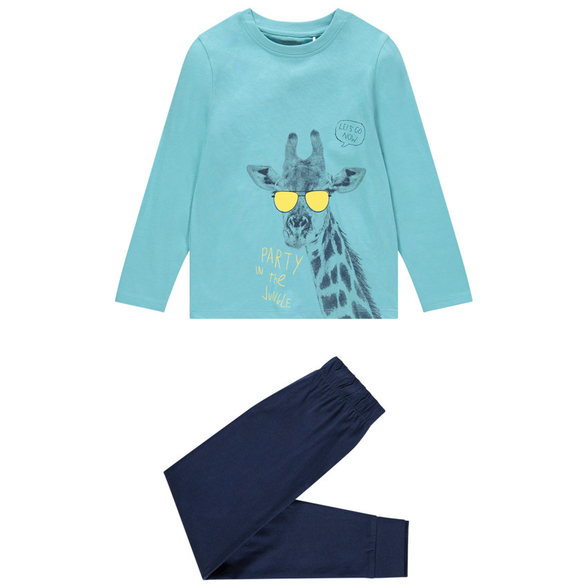 Pyjama long en coton bio print girafe 