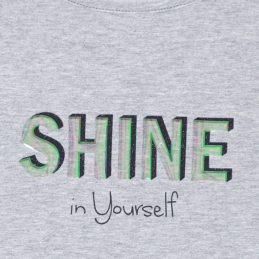 Tee-shirt manches chauve-souris avec message en foil iridescent 