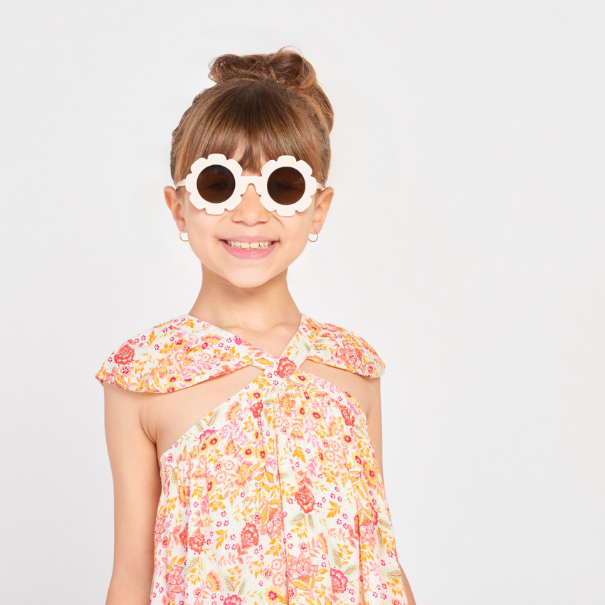 Robe fantaisie effet crépon imprimé fleuri pour fille 