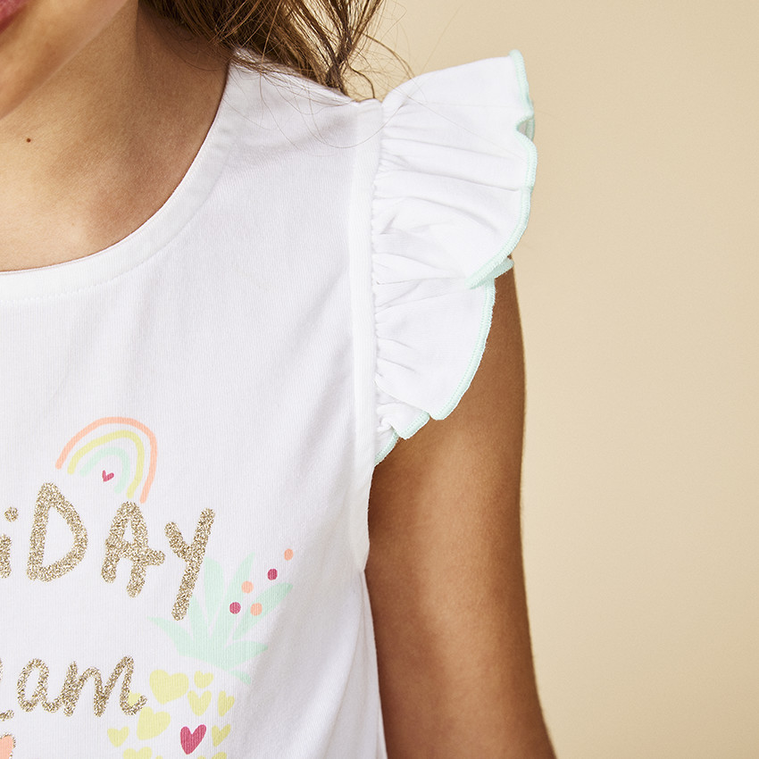 Robe manches courtes effet 2 en 1 print pailleté pour fille 