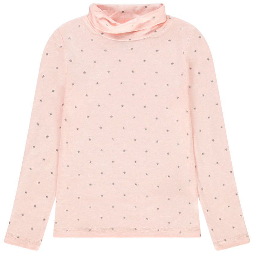 Sous-pull rose imprimé étoiles pour enfant fille 