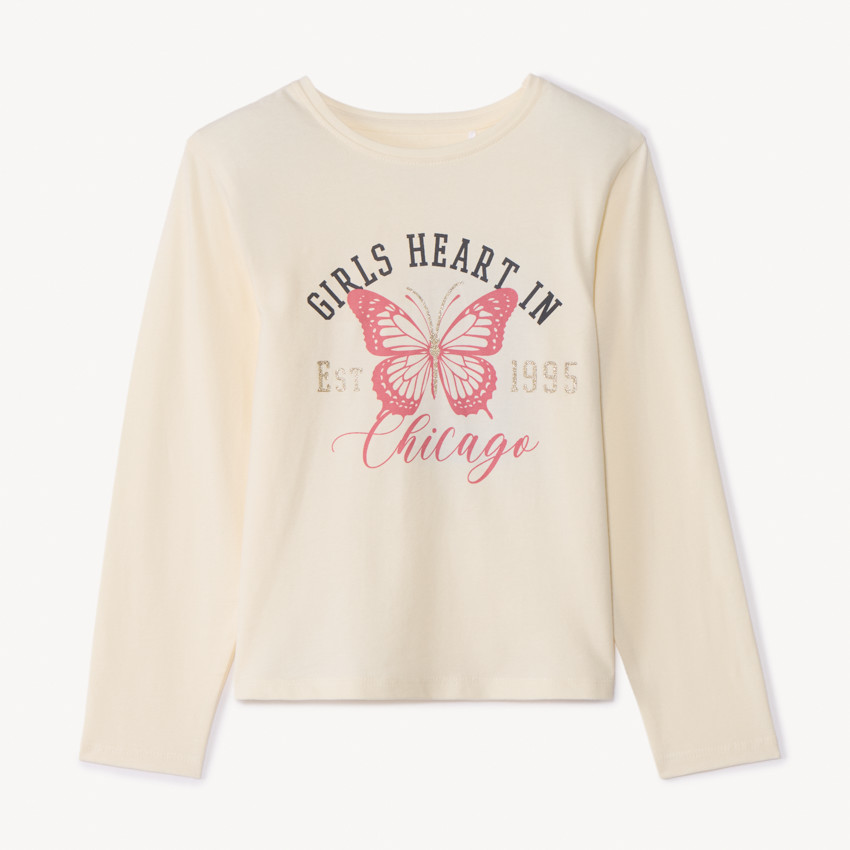 T-shirt manches longues avec print papillon pour fille  