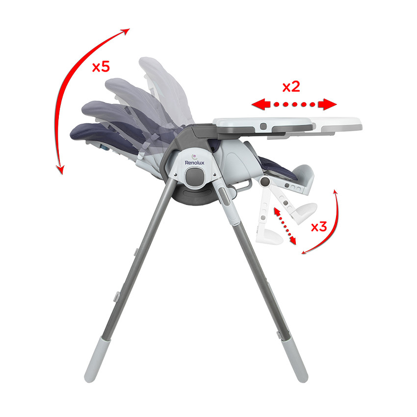 Chaise haute réglable Bébévision marine 