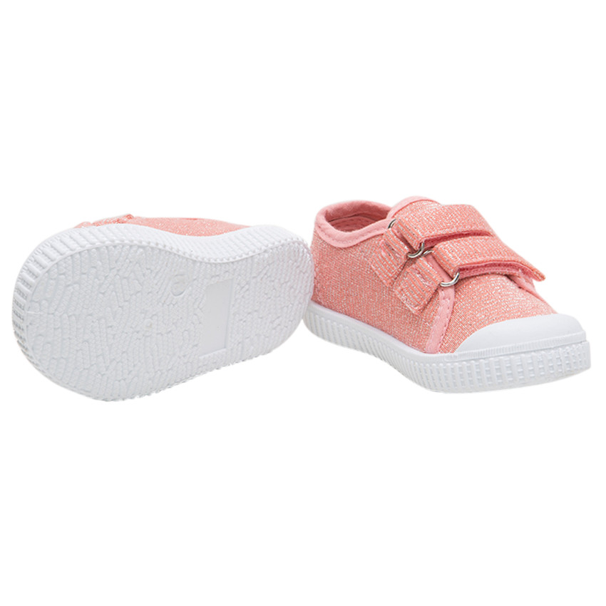 Baskets basses corail en toile mélangées de fils brillants du 20 au 23 