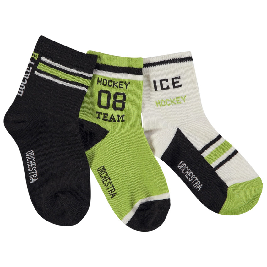 Lot de 3 paires de chaussettes motifs hockey pour garçon 