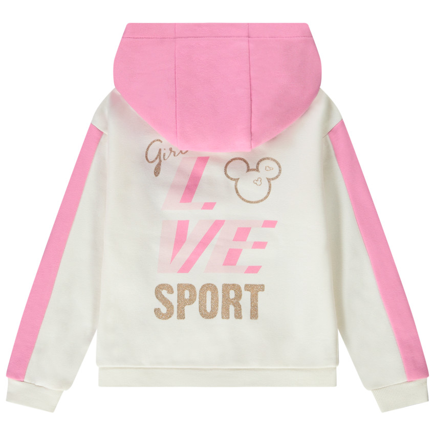 Gilet à capuche en molleton colorblock et badge Minnie Disney pour fille 