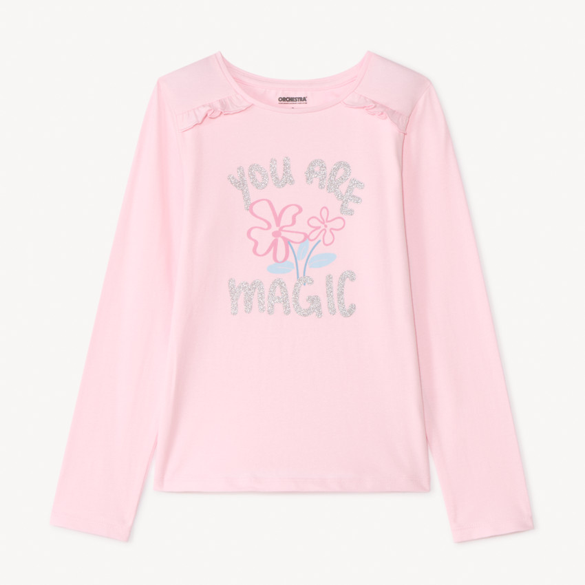 T-shirt manches longues à print pailleté pour fille 