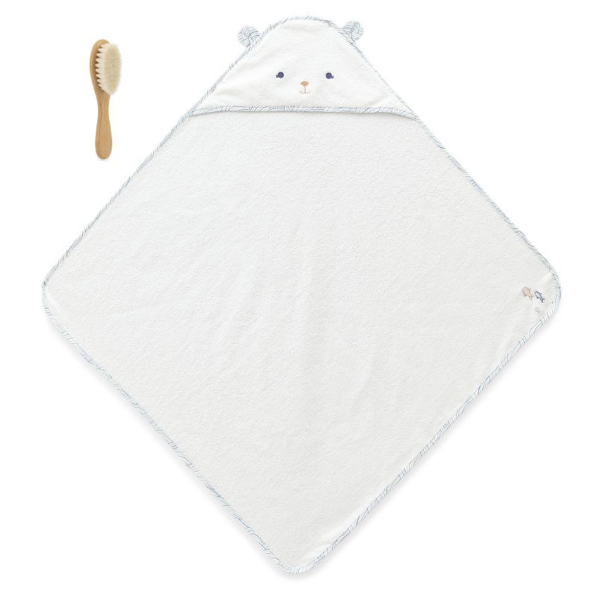 Coffret de bain - cape de bain bambou + brosse Blanc 