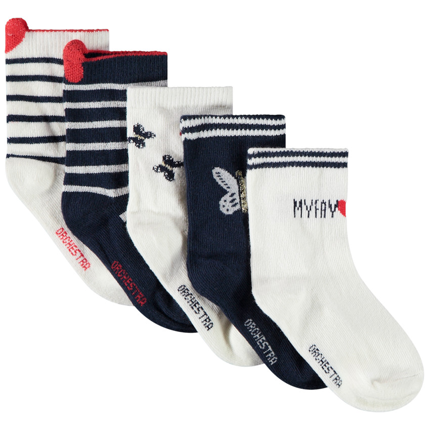 Lot de 5 paires de chaussettes fantaisie pour bébé fille