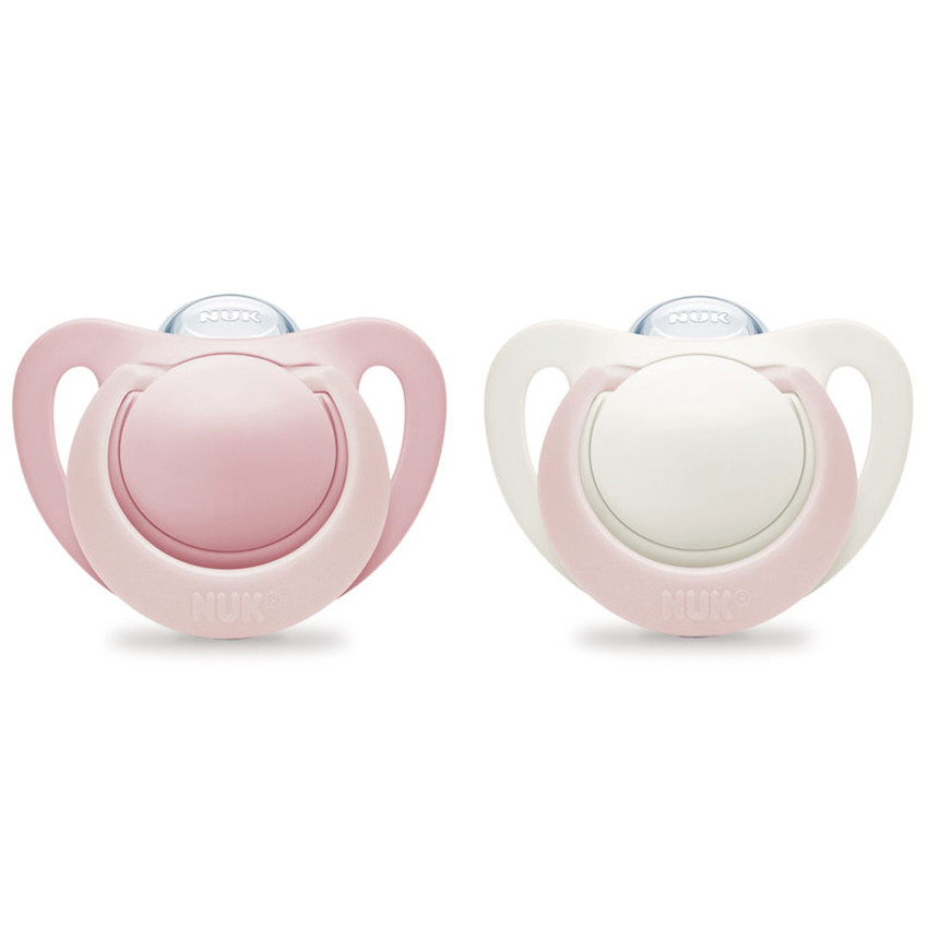 Lot de 2 sucettes physiologiques Genius 0/6 mois – Fille Main Lot de 2 sucettes physiologiques Genius 0/6 mois – Fille