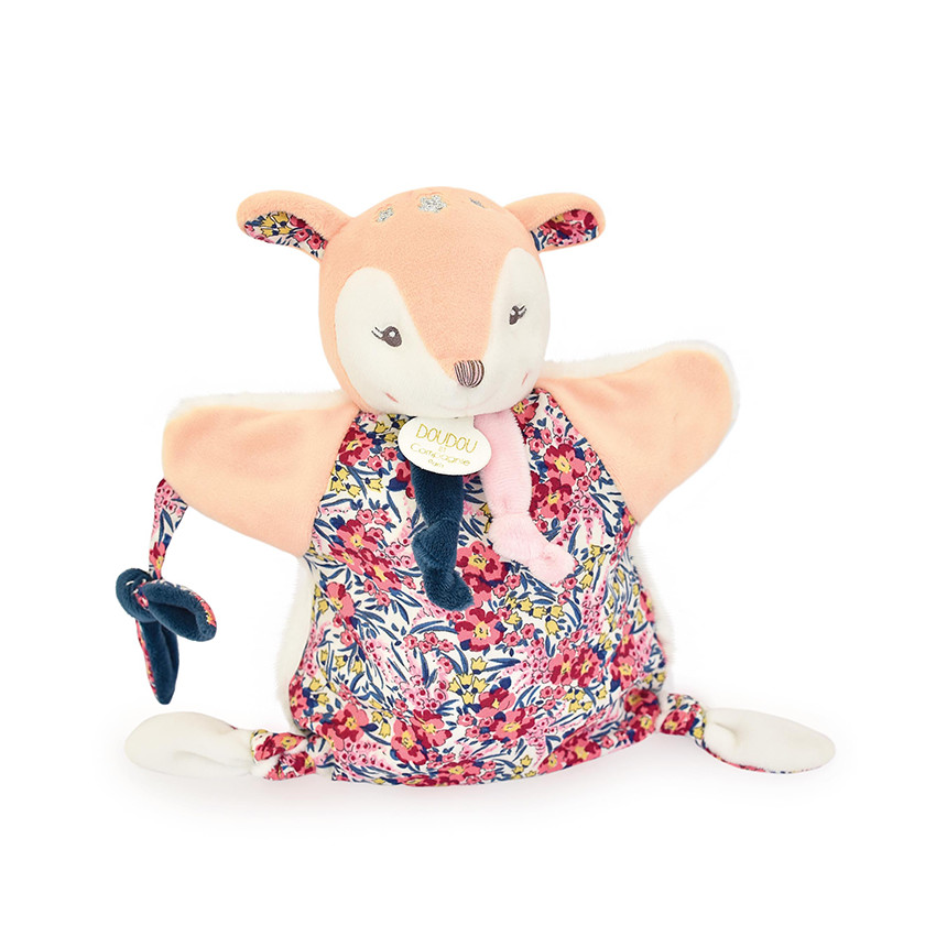 Petite peluche Boh'Aime faon doudou marionnette  
