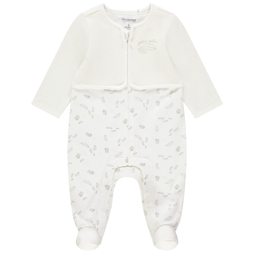Dors-bien en coton imprimé plumes pour bébé fille  