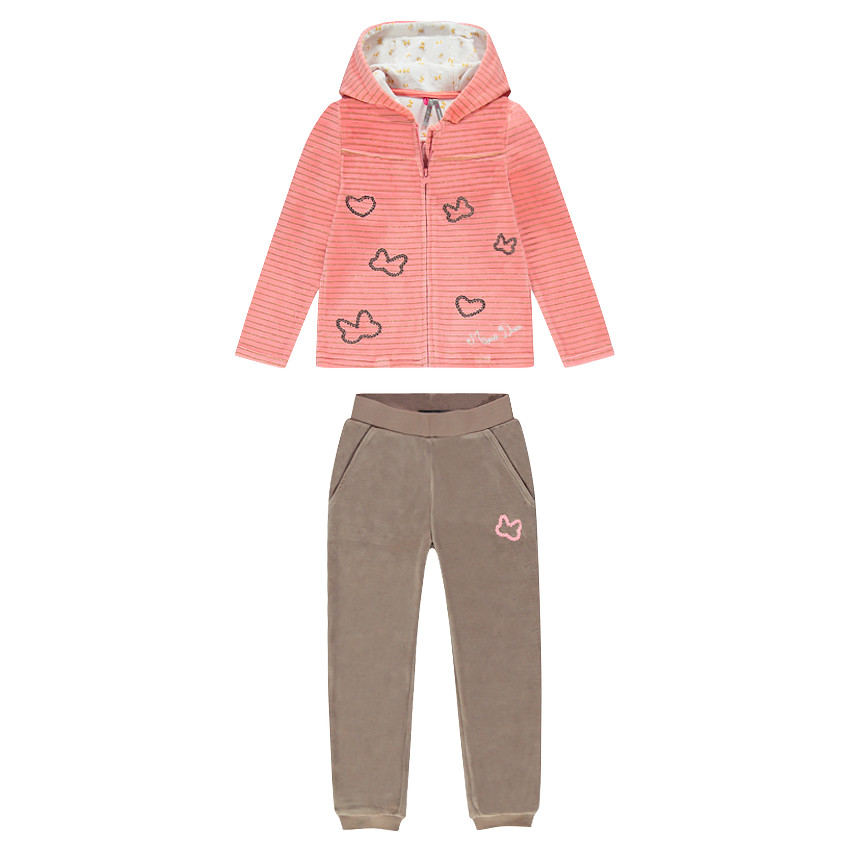 Jogging en velours avec rayures en lurex et motif en sequins 
