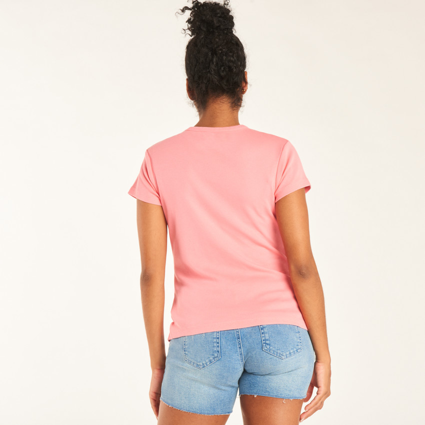 T-shirt manches courtes de grossesse côtelé uni à fronces  
