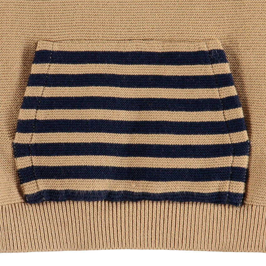 Pull en tricot à poche kangourou rayée 