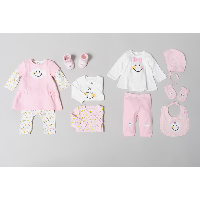 Lot de 2 bodies manches longues en coton bio imprimés Smiley Baby 