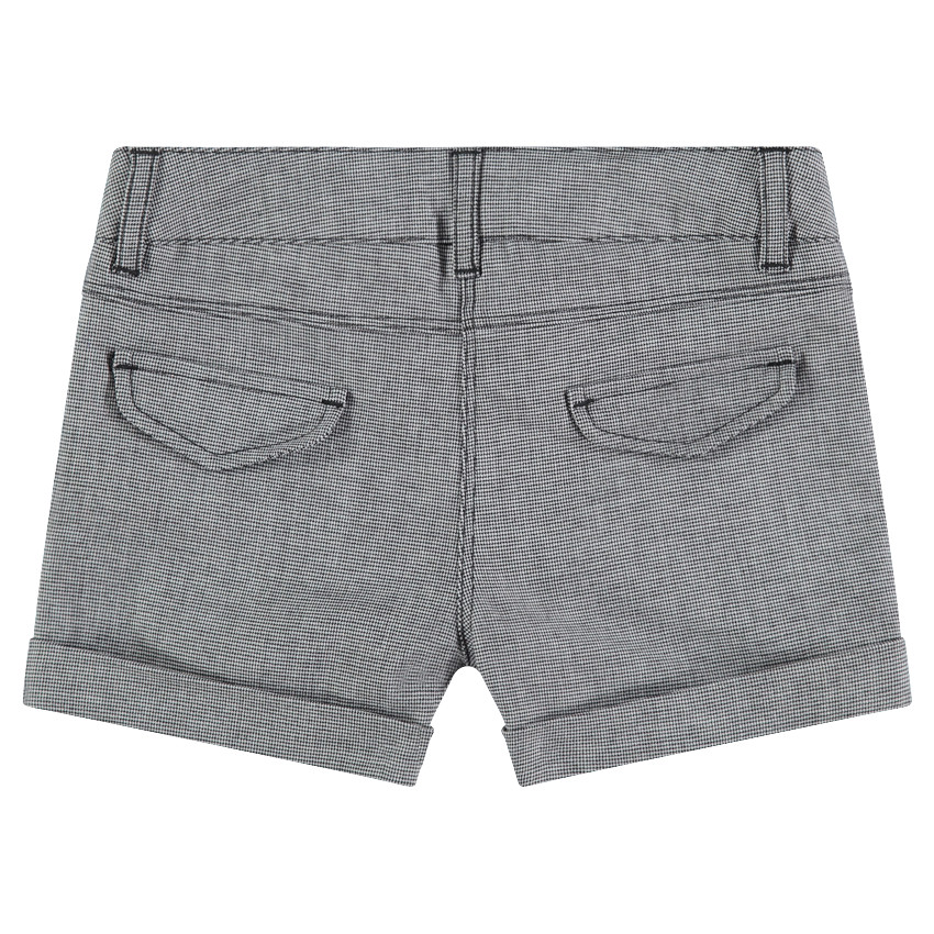 Short en coton pied de poule avec coeur brodé 