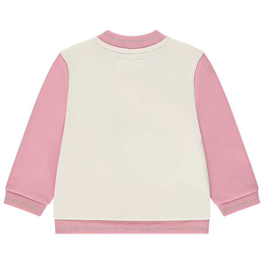 Veste en molleton bicolore Teddy avec badge effet bouclette pour bébé fille 