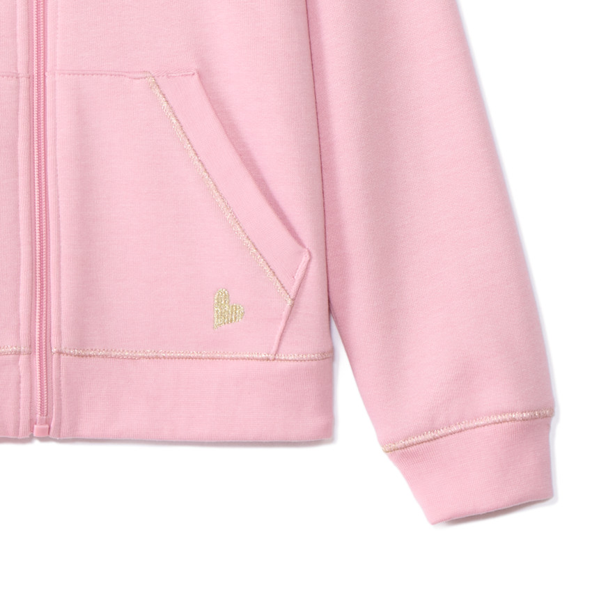 Gilet à capuche en molleton brodé cœur pour fille 