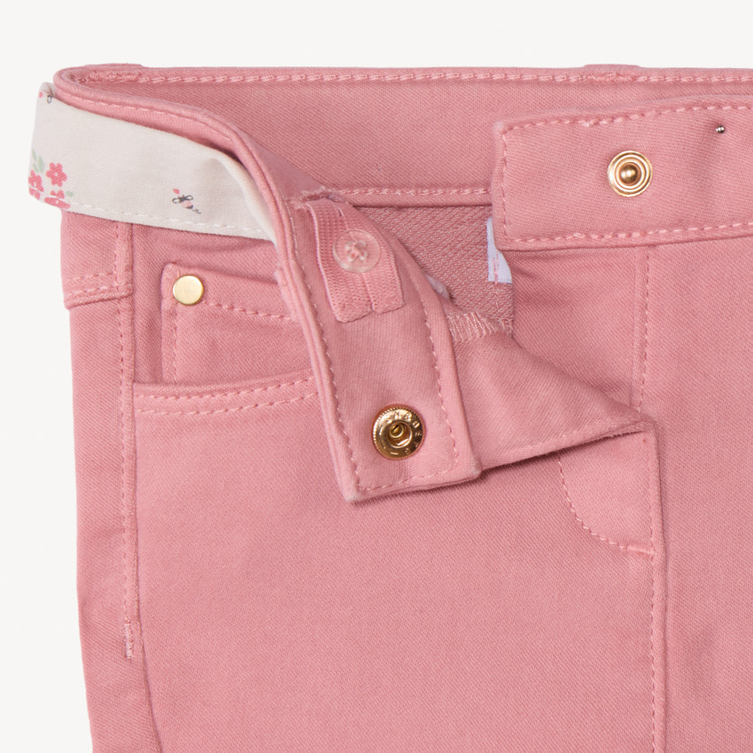 Jean droit avec ceinture fleurie à nouer pour bébé fille 