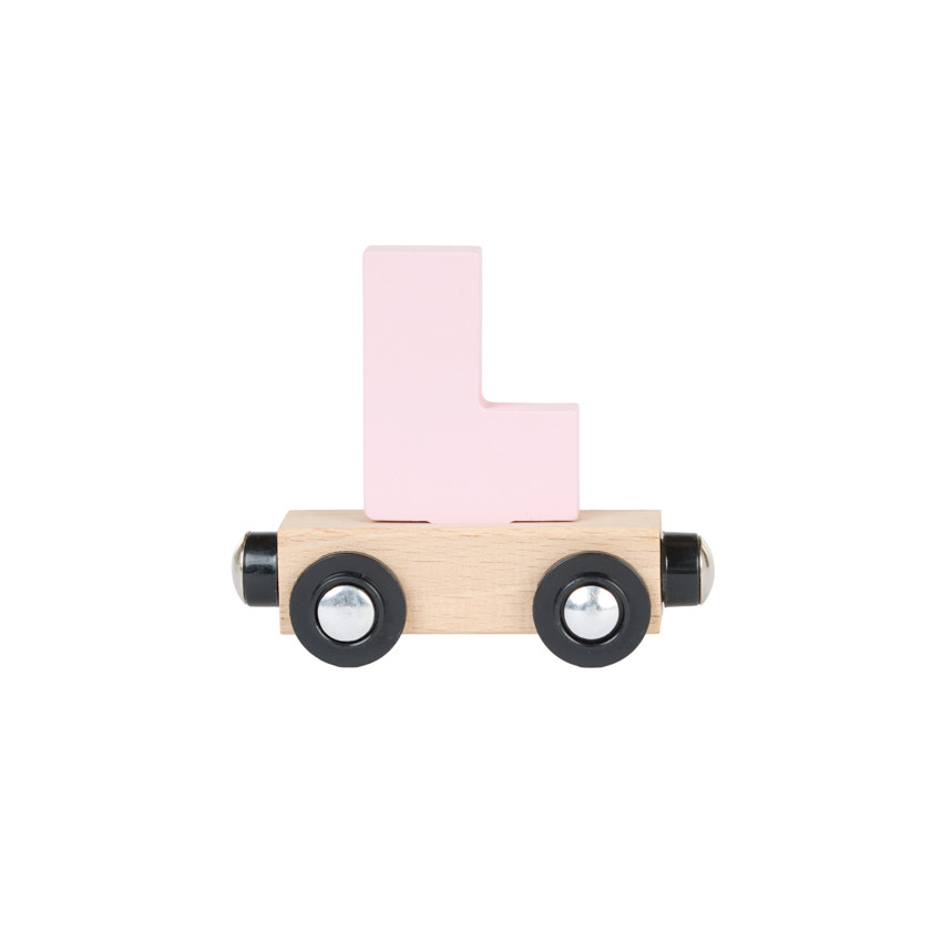 Lettre "L" wagon en bois - rose clair