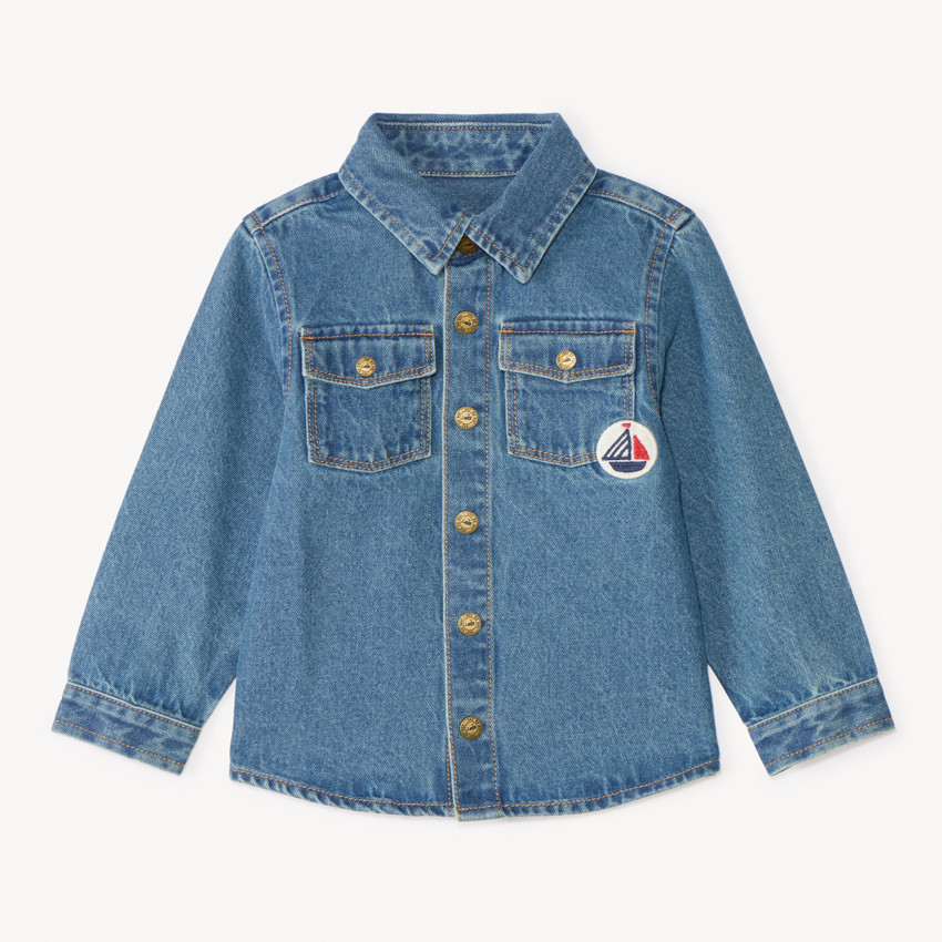 Veste en jean brodée voilier pour bébé garçon
