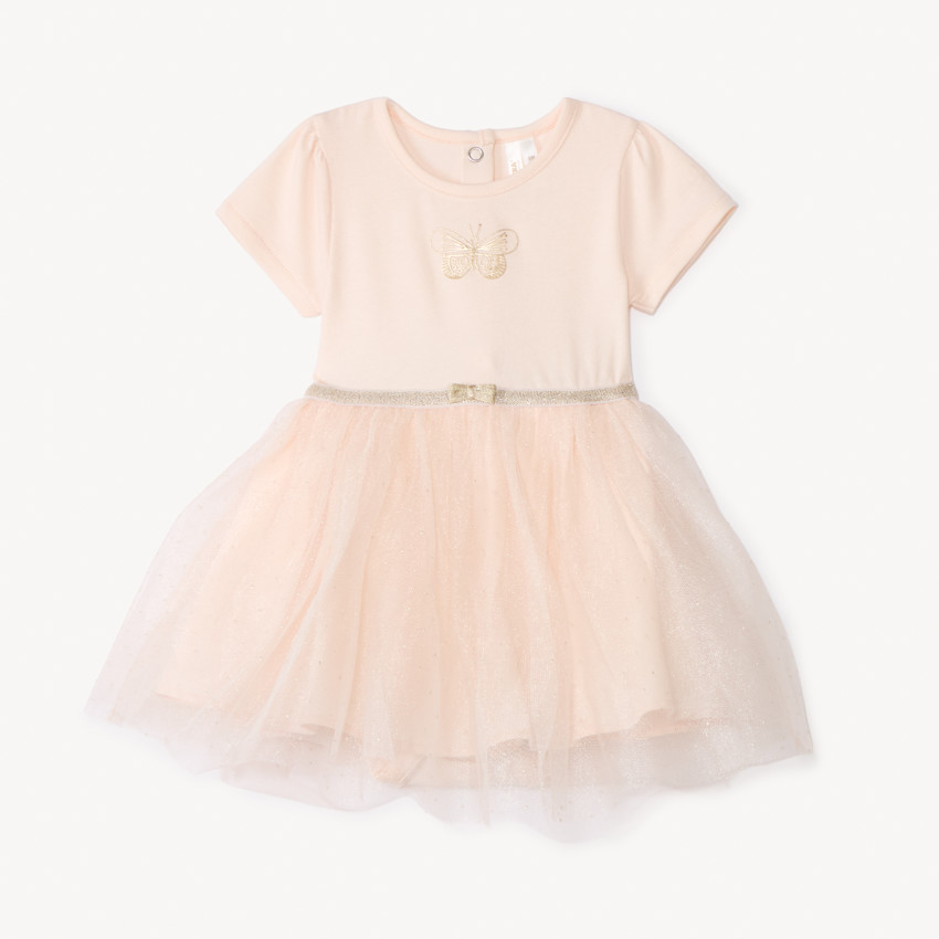 Robe body en tulle pailleté papillon pour bébé fille