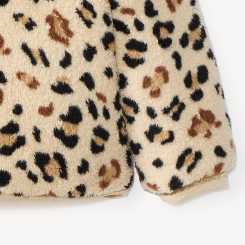 Veste fille en sherpa réversible motif léopard 