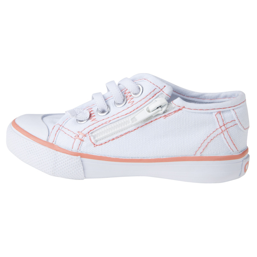 Baskets basses blanches et corail en toile du 28 au 35  