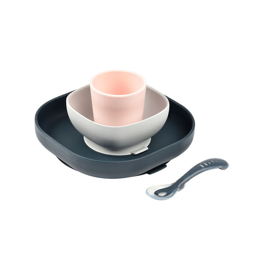 Coffret repas 4 pièces en silicone - Night Blue Main Coffret repas 4 pièces en silicone - Night Blue