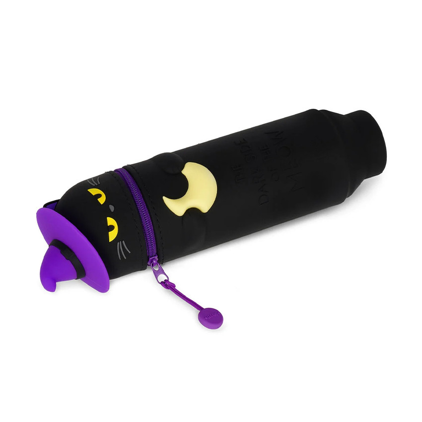 Trousse 2 en 1 en silicone Kawaii chat noir Halloween 