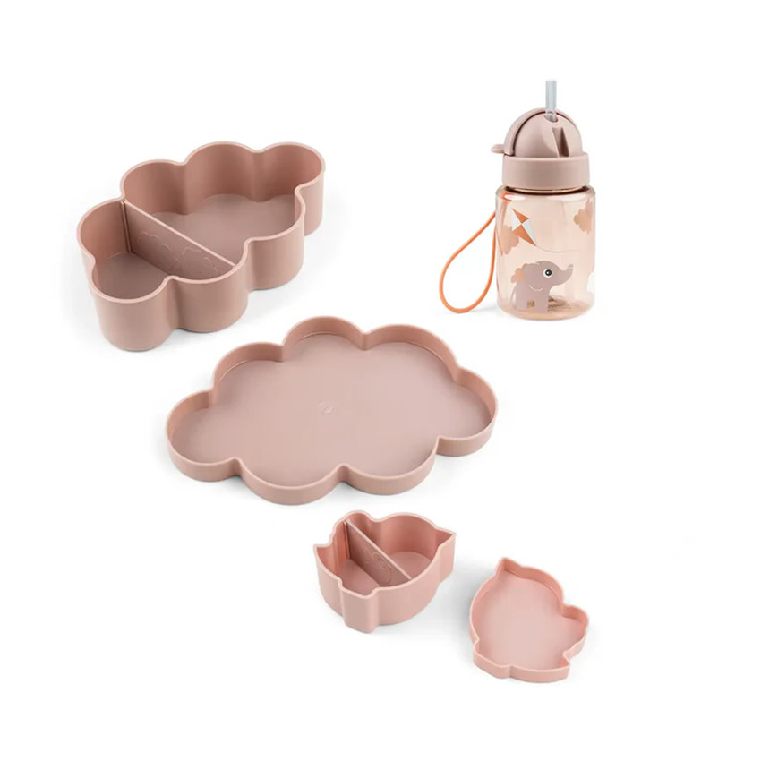 Set 3 pièces avec gourde et lunchbox Playground rose 