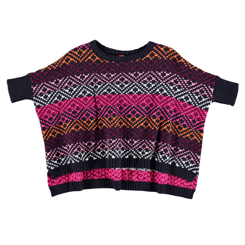 Pull poncho asymétrique en jacquard 