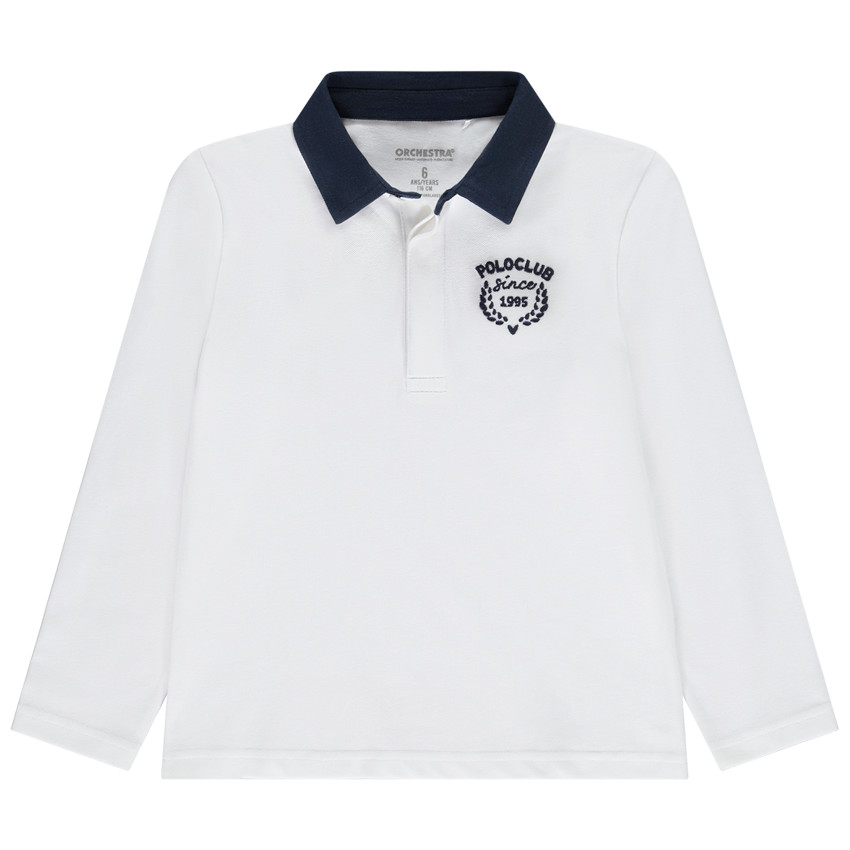 Polo manches longues brodé et bicolore pour garçon