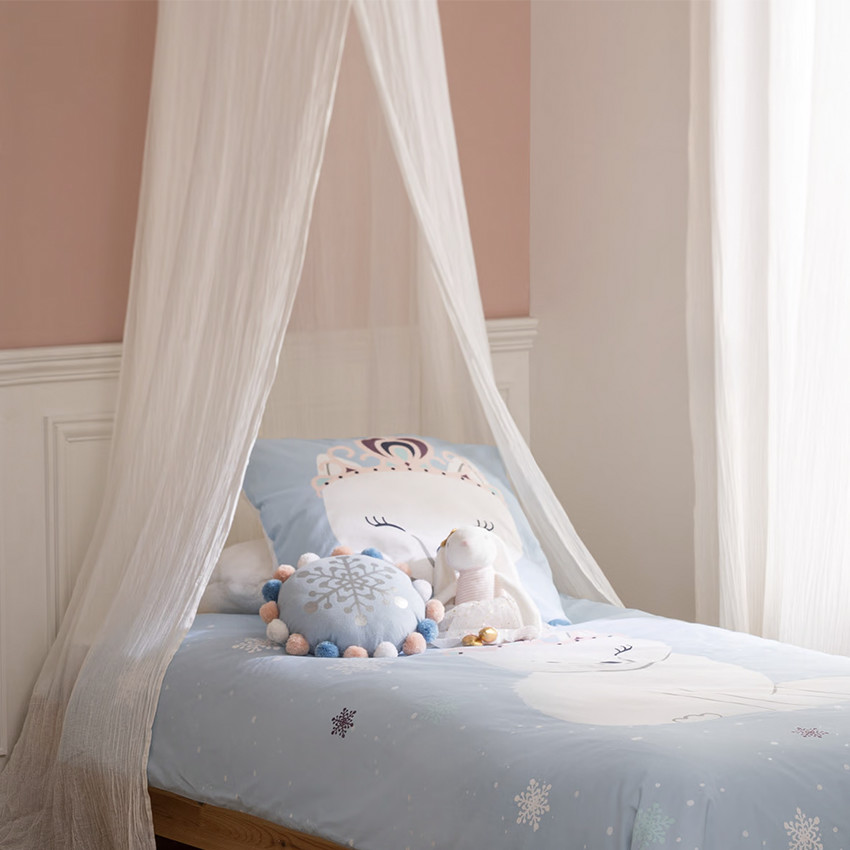 Coussin décoratif à pompons Flocon 