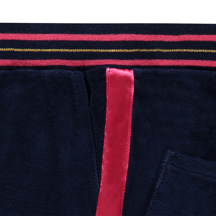 Ensemble de jogging en velours à rayures multicolores 