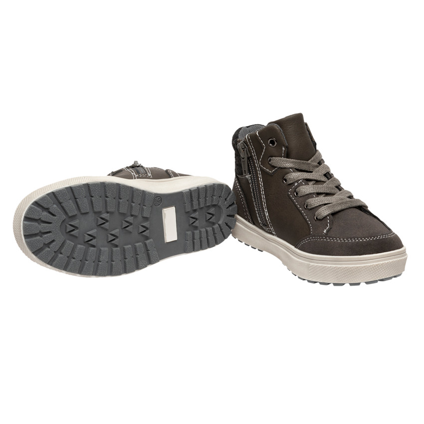 Bottillons gris à lacets et zip pour enfant garçon 