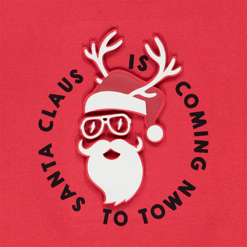 Sous-pull rouge motif père Noël en relief pour enfant garçon 