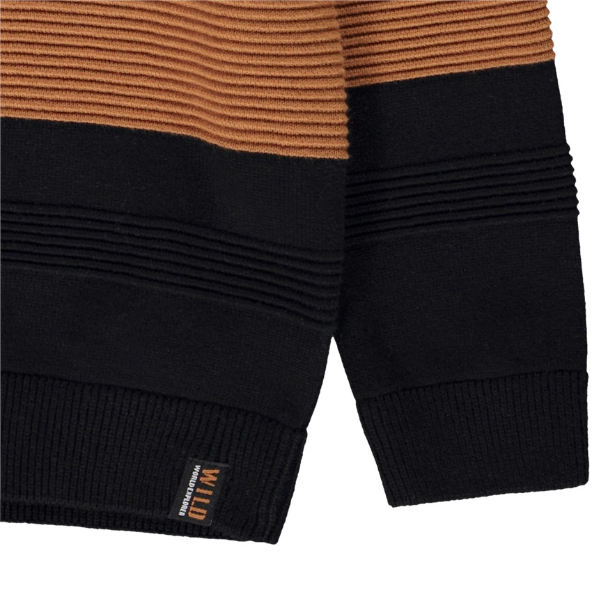 Pull rayé en tricot fantaisie et col croisé pour garçon 
