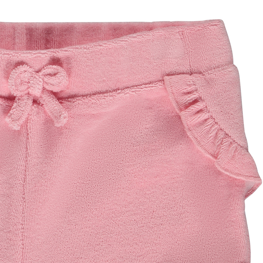 Short uni en éponge avec volants + nœud pour bébé fille  