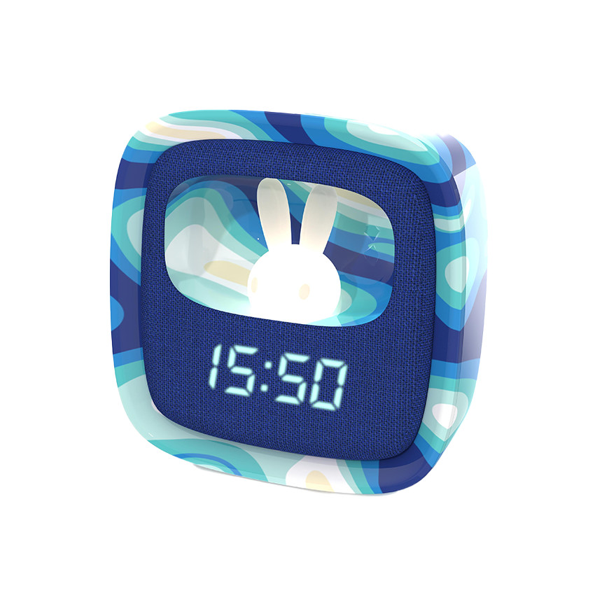 Réveil et veilleuse en silicone Billy Clock blue waves