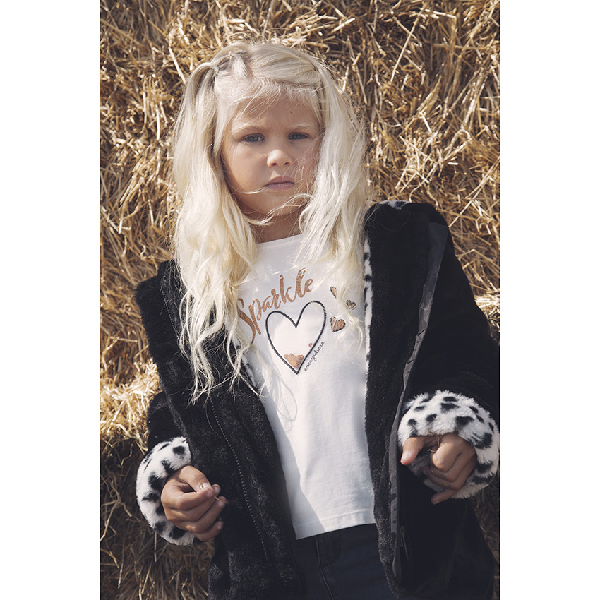 Manteau à capuche en sherpa doublé sherpa pour enfant fille 
