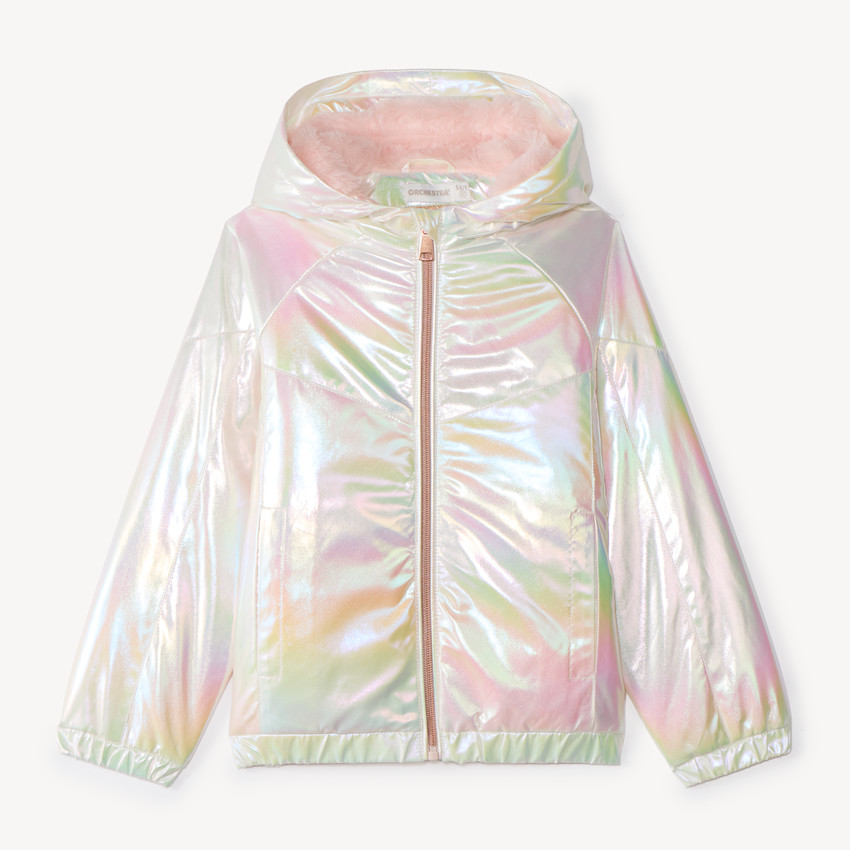 Coupe-vent irisé fille doublé en sherpa