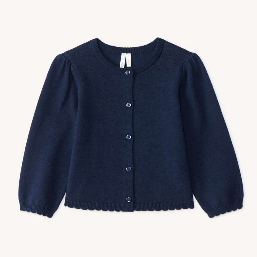 Gilet en tricot uni festonné pour bébé fille