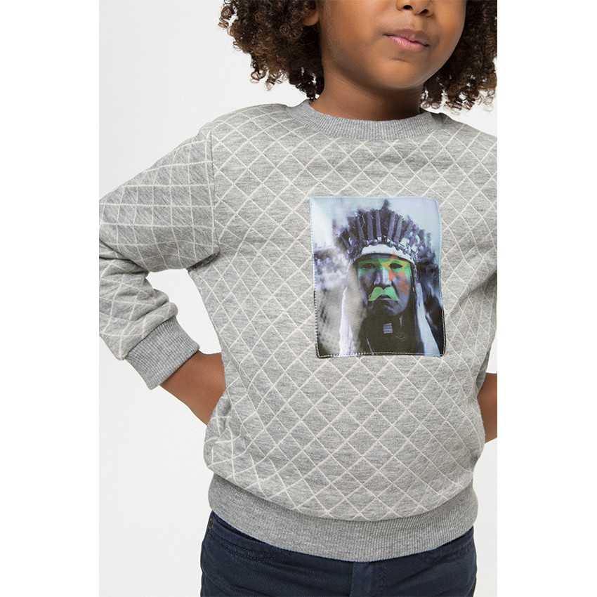 Sweat en molleton à croisillons avec patch indien hologramme 