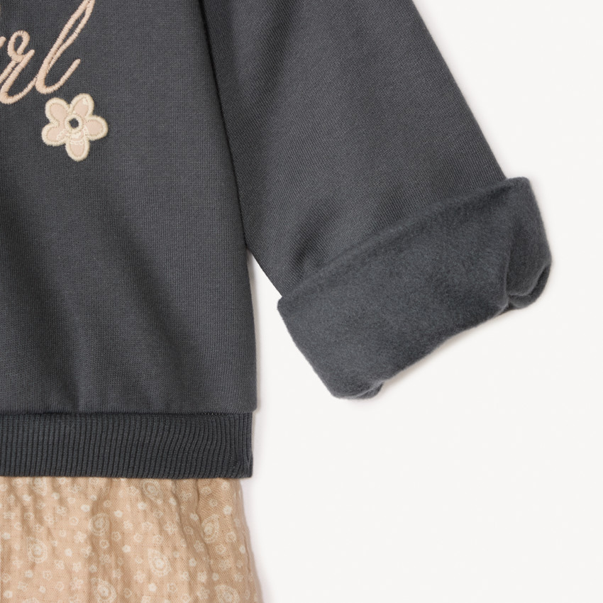 Sweat 2-en-1 en molleton brodé pour bébé fille 