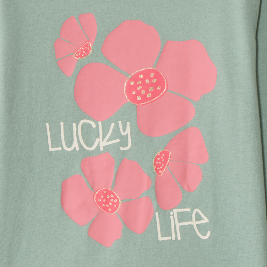 T-shirt manches longues printé à paillettes pour fille 