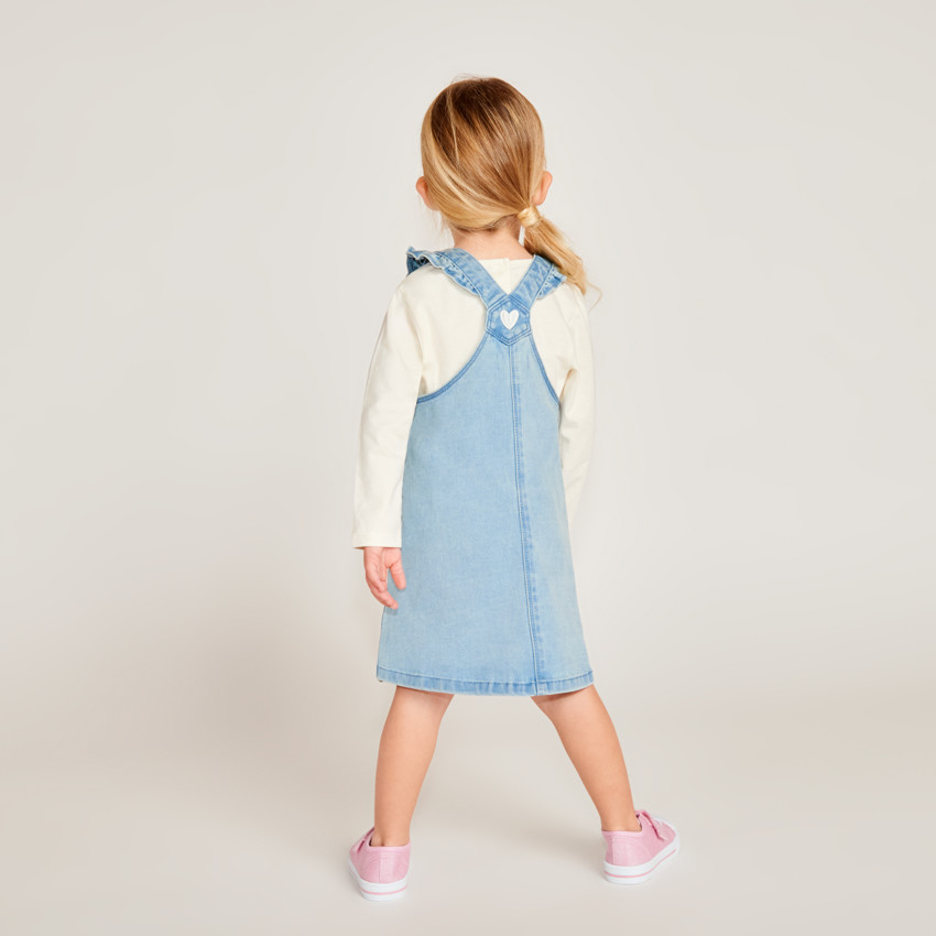 Robe salopette à cœurs dorés pour bébé fille 